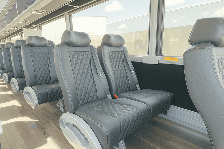 interior of New Britain Coach Bus Service charter bus