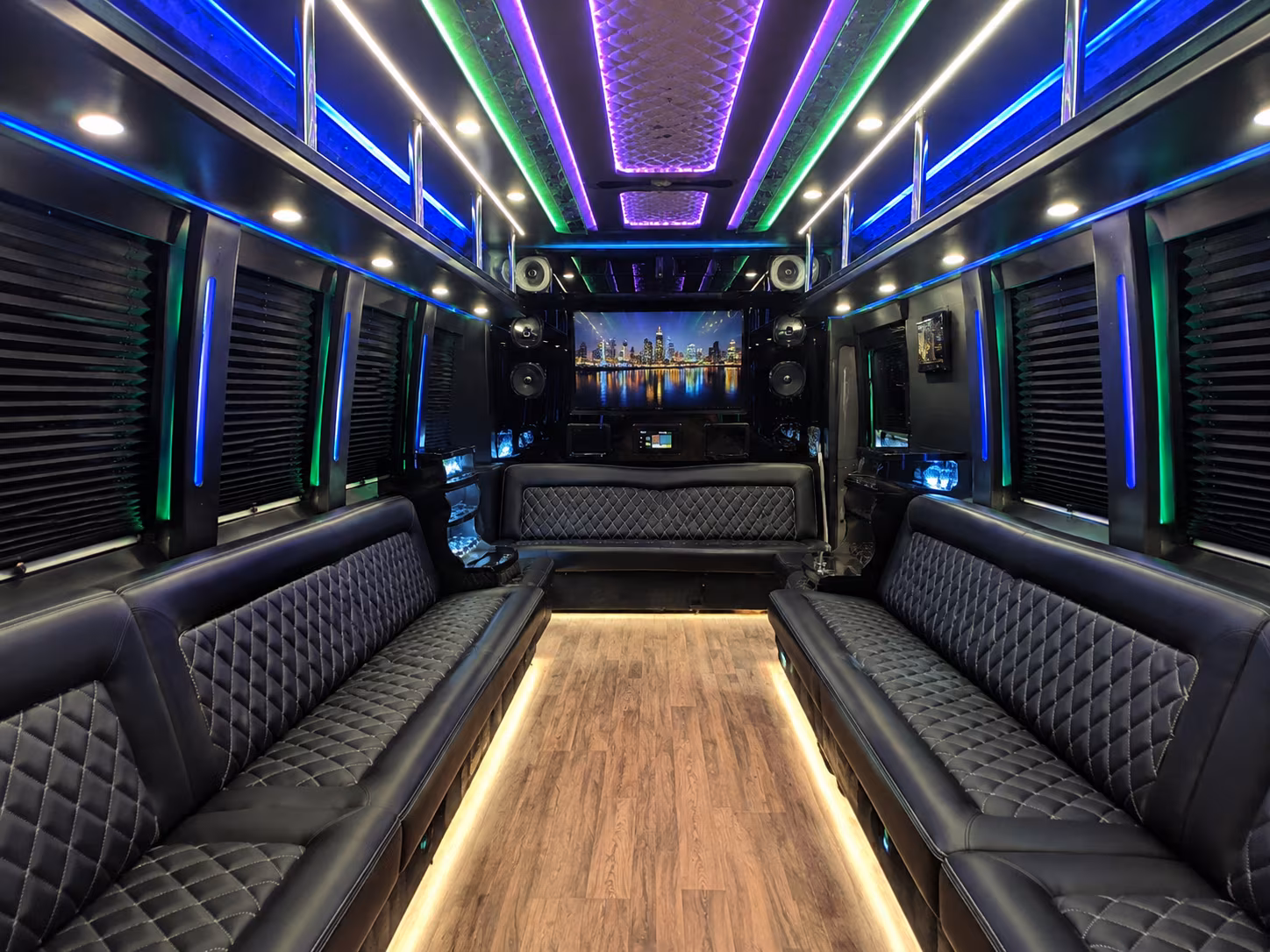 new britain 25 passenger party bus interior